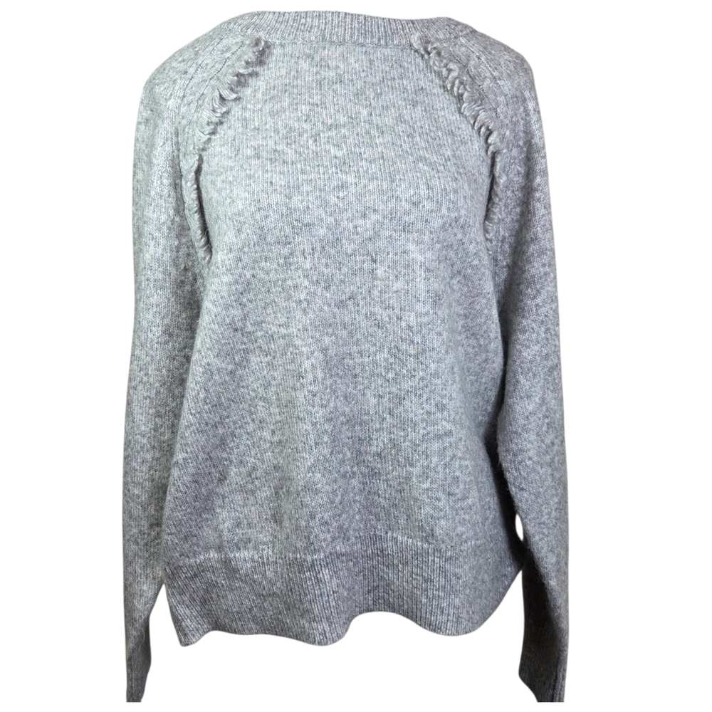 Joe Fresh Light Gray Women's Sweater With Front Fringe Size L